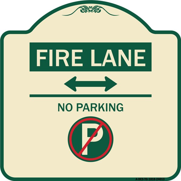 Fire Lane No Parking Heavy-Gauge Aluminum Architectural Sign, 18" x 18", TG-1818-24013